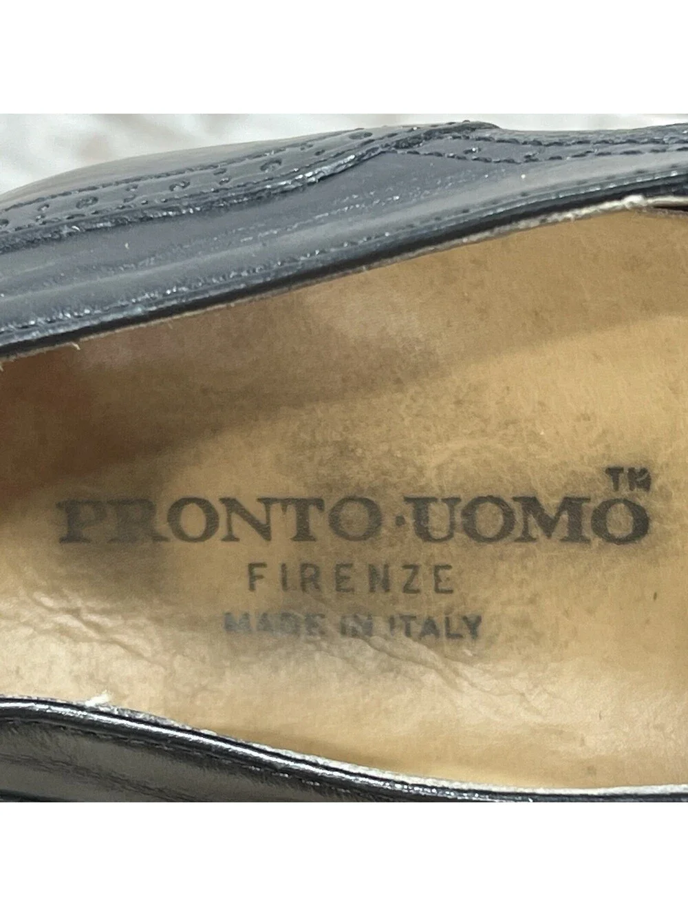 Pronto Uomo Firenze Italian Mens 11 M Oxford Dress Shoe Black Leather 4393-02